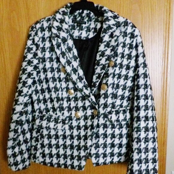 Boston Proper Double Breasted Houndstooth Blazer Jacket Size 14 - Picture 8 of 11